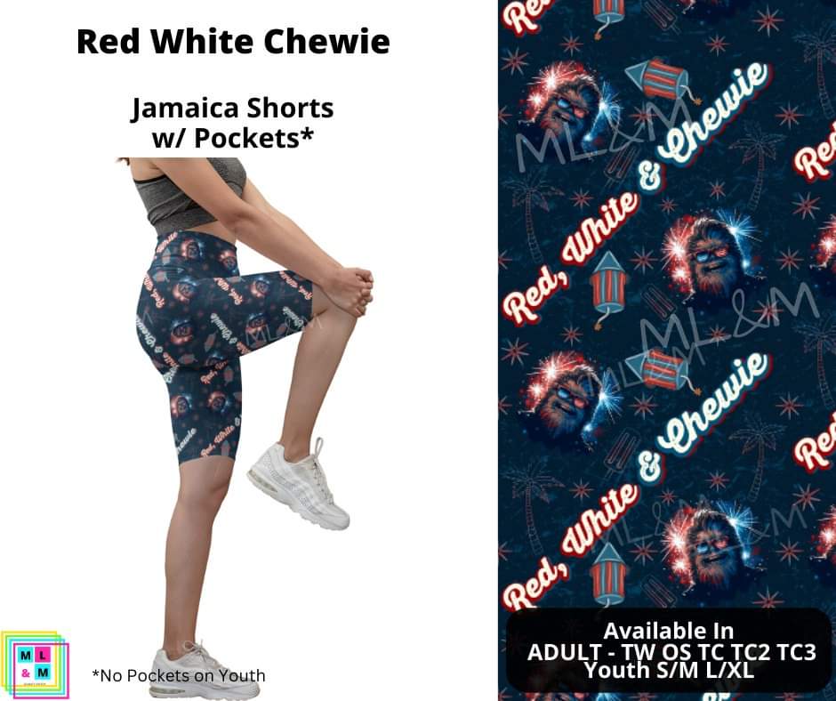 Red White Chewie 10" Jamaica Shorts