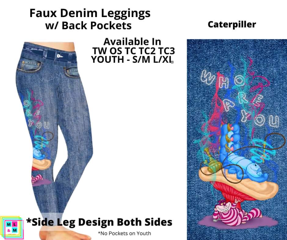 Caterpiller Faux Denim w/ Side Leg Designs Full Length