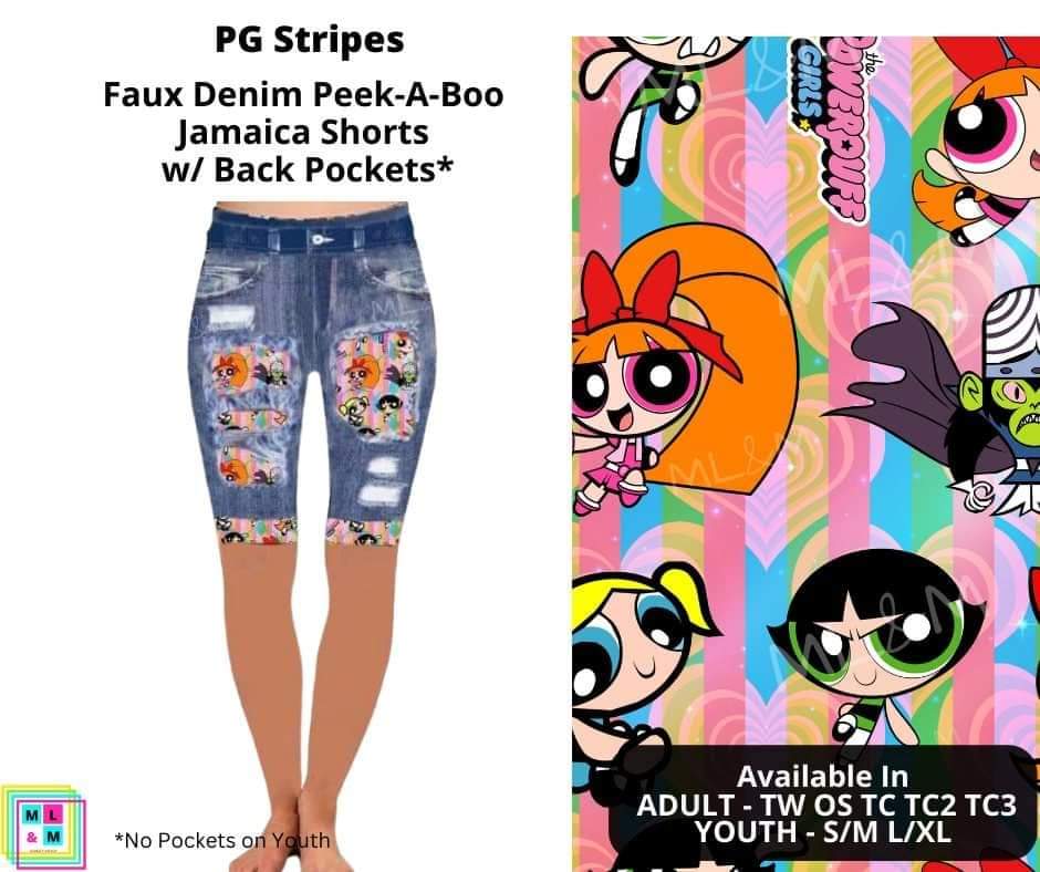 PG Stripes Faux Denim Jamaica Shorts