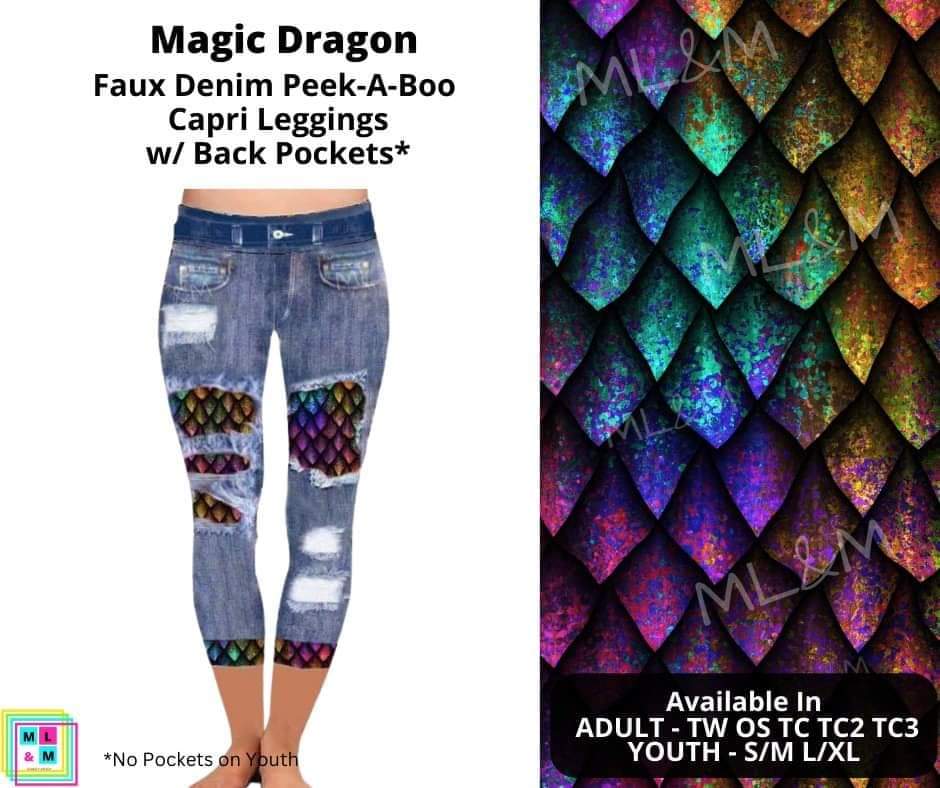 Magic Dragon Faux Denim Capris