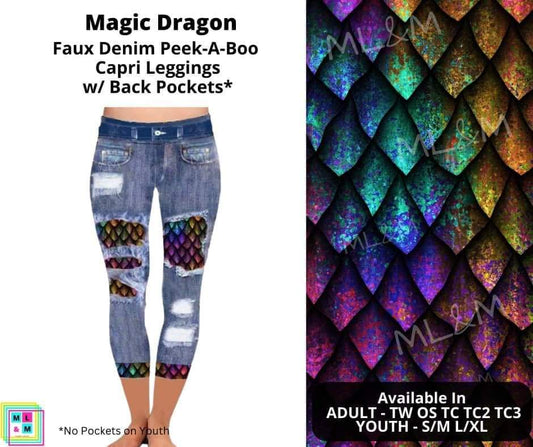 Magic Dragon Faux Denim Capris