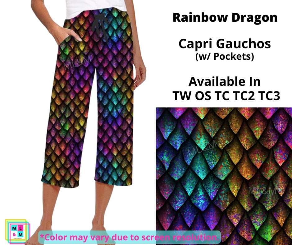 Rainbow Dragon Capri Gauchos