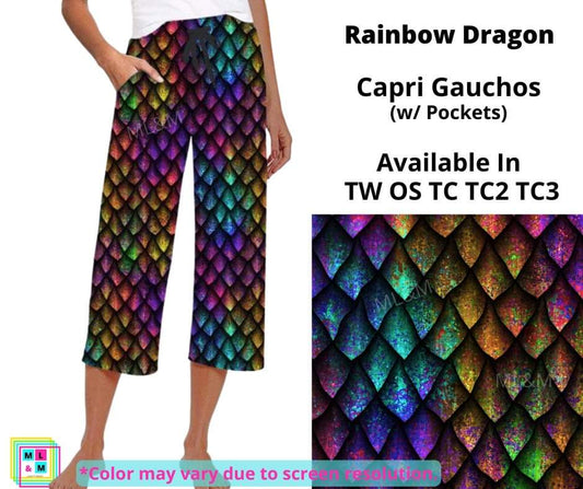Rainbow Dragon Capri Gauchos