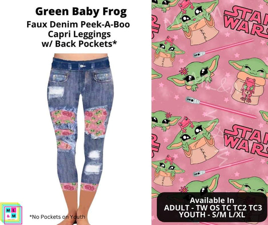 Green Baby Frog Faux Denim Capris