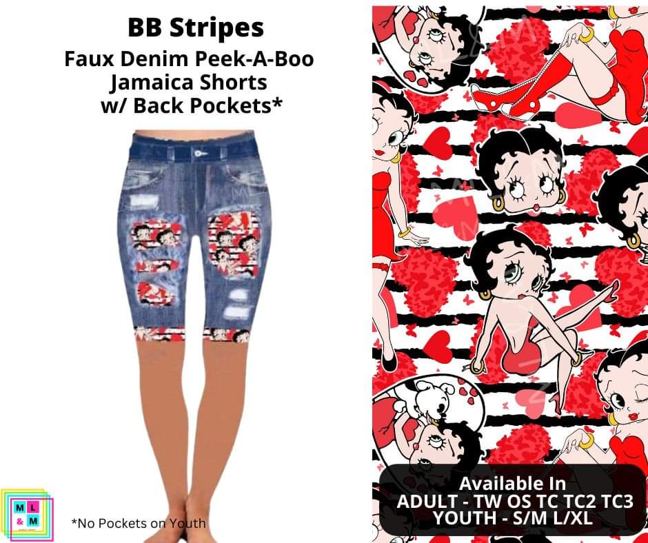 BB Stripe Faux Denim Jamaica Shorts