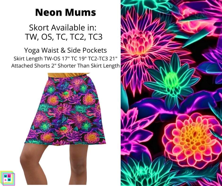Neon Mums Skort