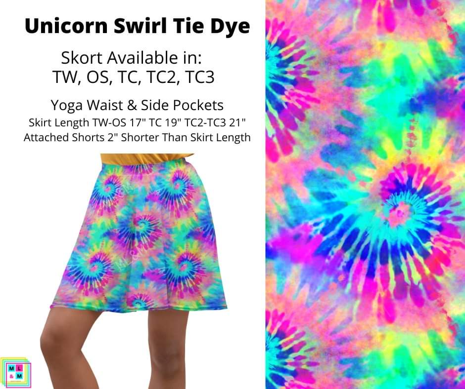 Unicorn Swirl Tie Dye Skort