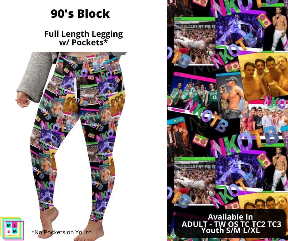 90's Block Full Length Leggings w/ Pockets