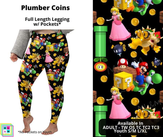 Plumber Coins Full Length Leggings w/ Pockets