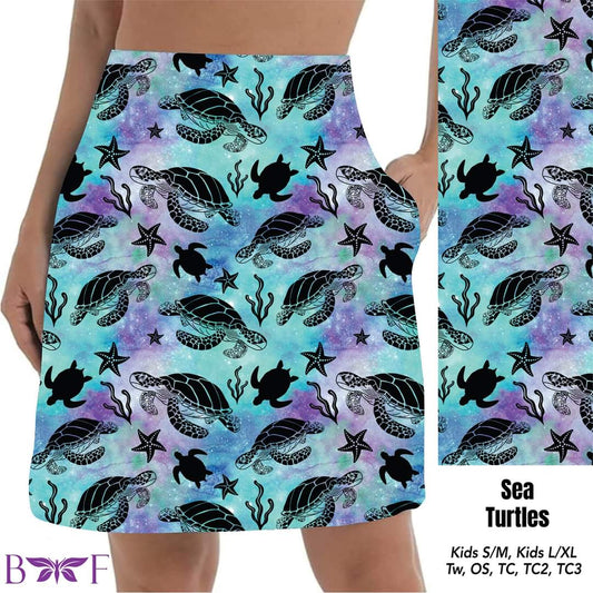 Sea Turtles skorts and biker shorts with pockets