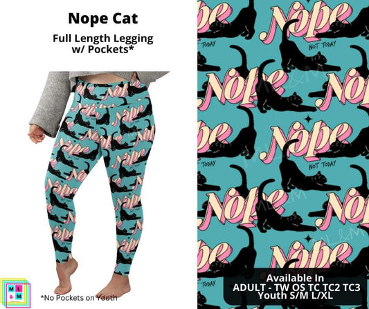 Nope Cat Full Length Leggings w/ Pockets