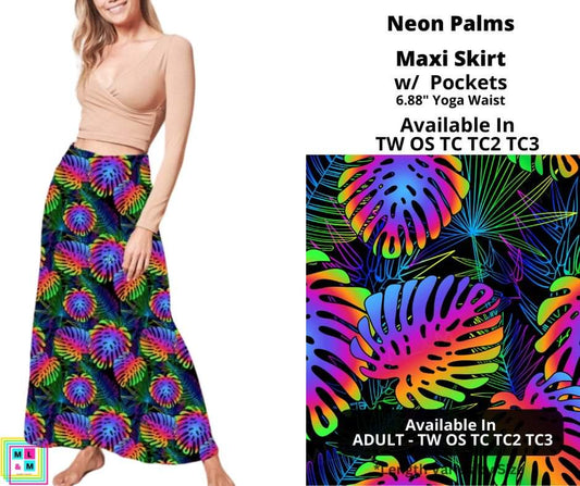 Neon Palms Maxi Skirt