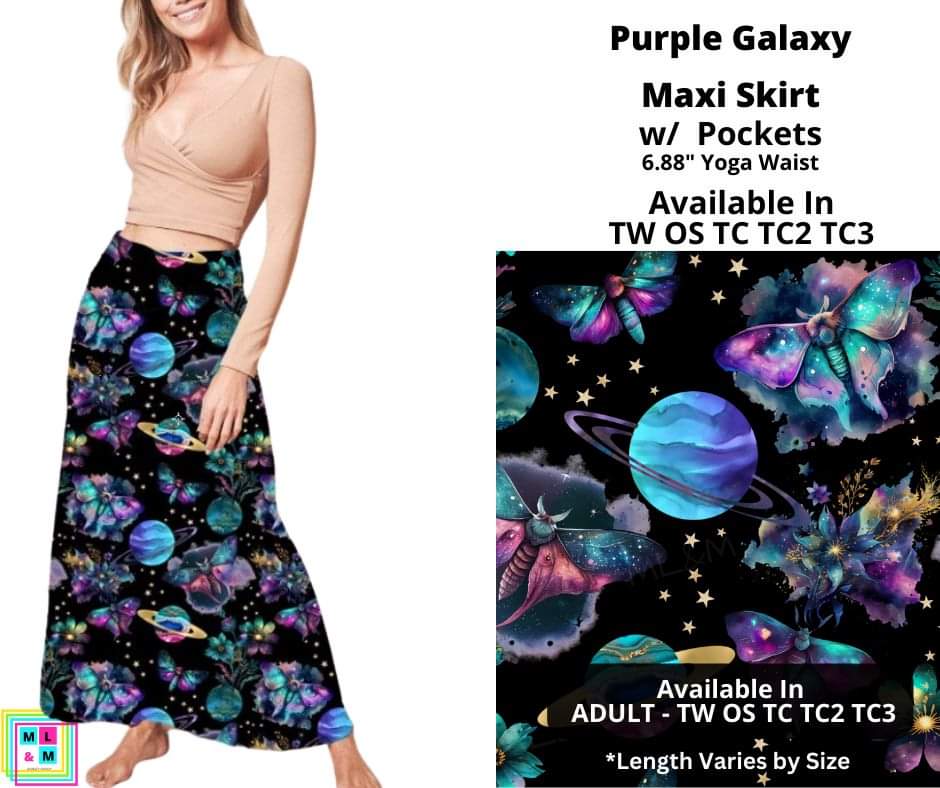 Purple Galaxy Maxi Skirt