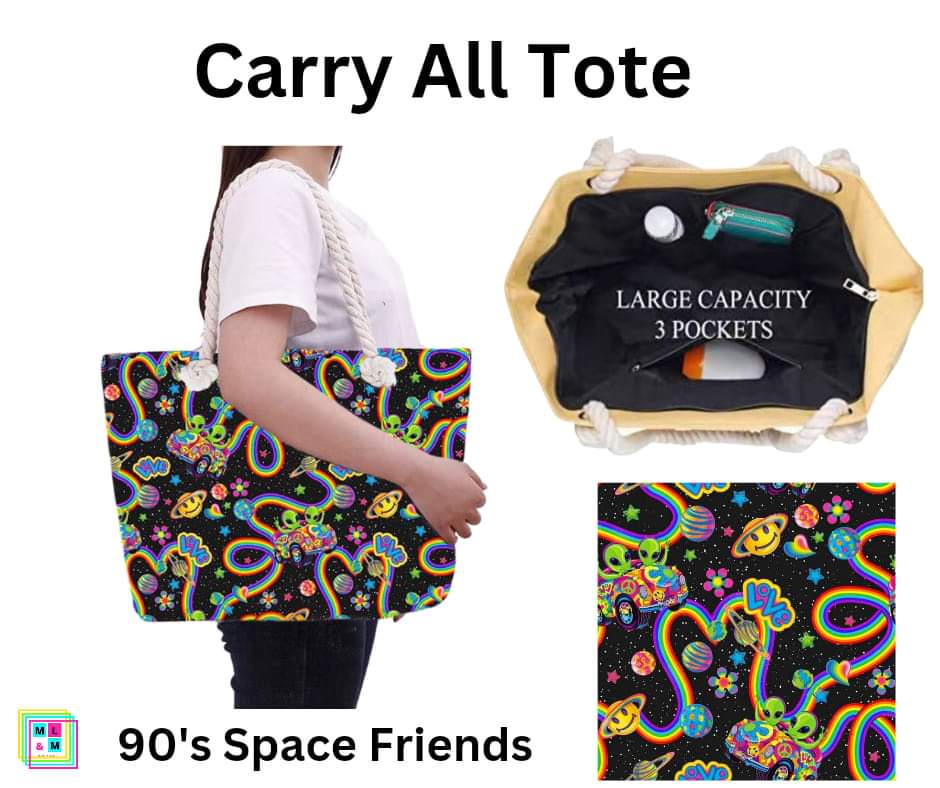 90s Space Friends Carry All Tote w/ Zipper