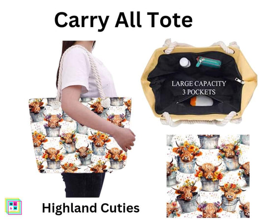 Highland Cuties Carry All Tote w/ Zipper