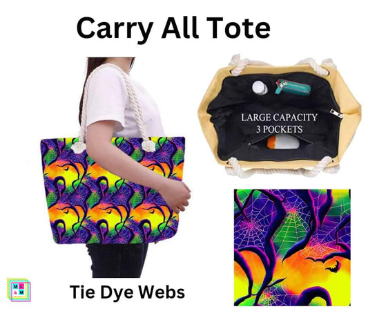 Tie Dye Webs Carry All Tote w/ Zipper