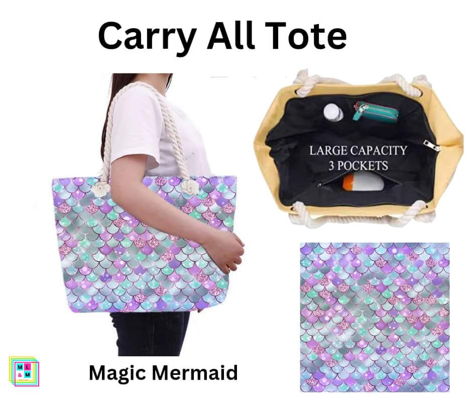 Magic Mermaid Carry All Tote w/ Zipper