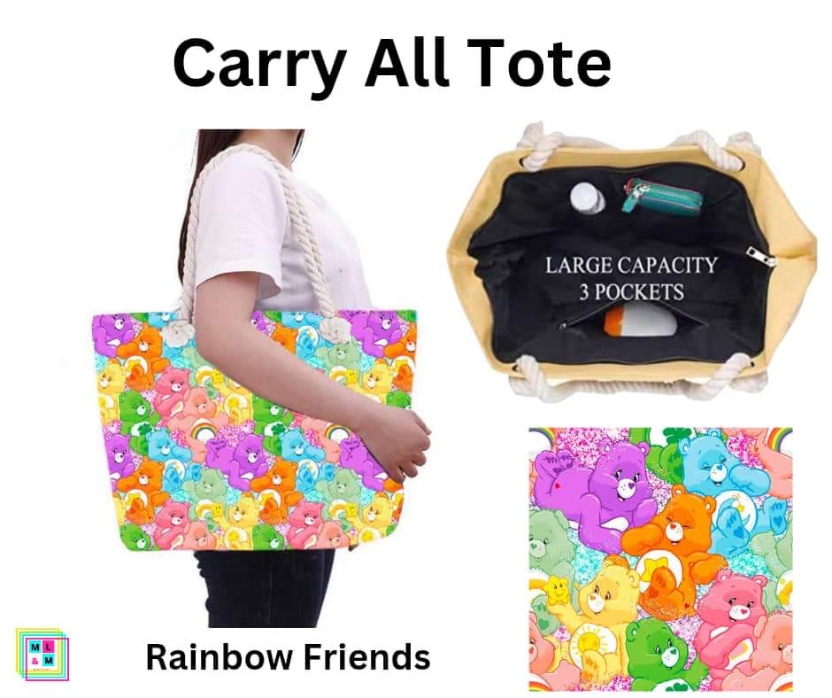Rainbow Friends Carry All Tote w/ Zipper
