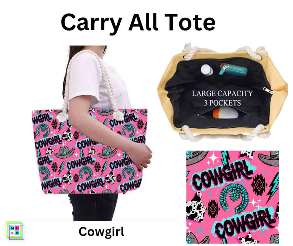 Cowgirl Carry All Tote w/ Zipper