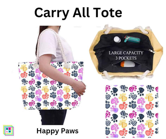 Happy Paws Carry All Tote w/ Zipper