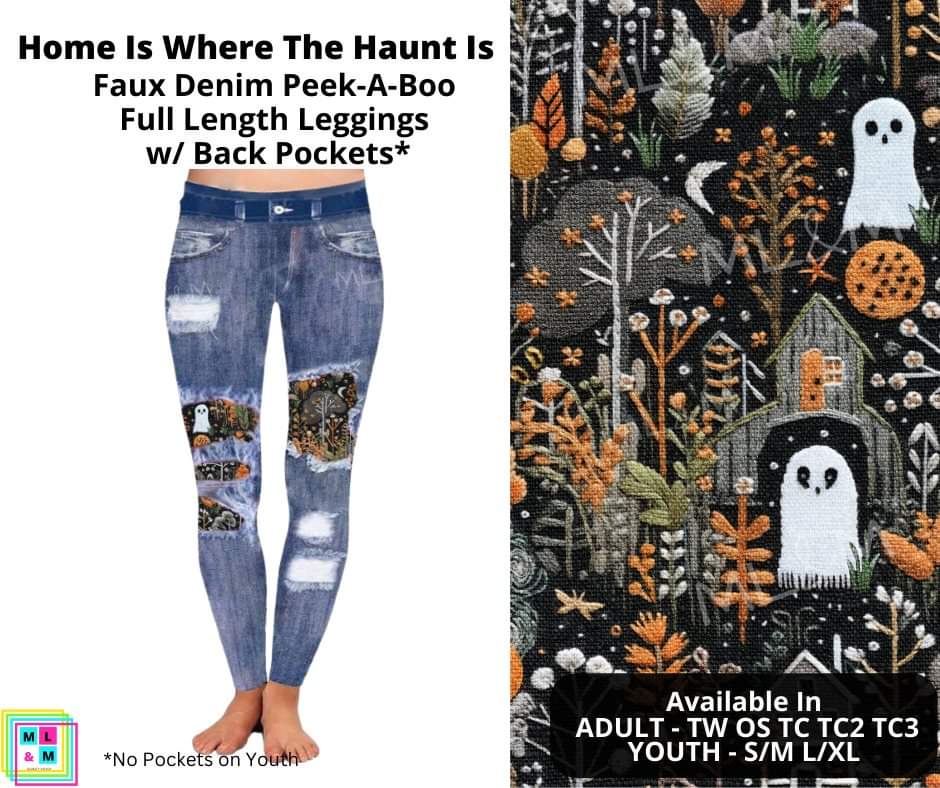 Home is Where the Haunt Is Faux Denim Full Length