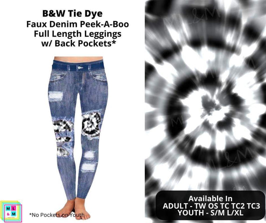 B&W Tie Dye Faux Denim Full Length