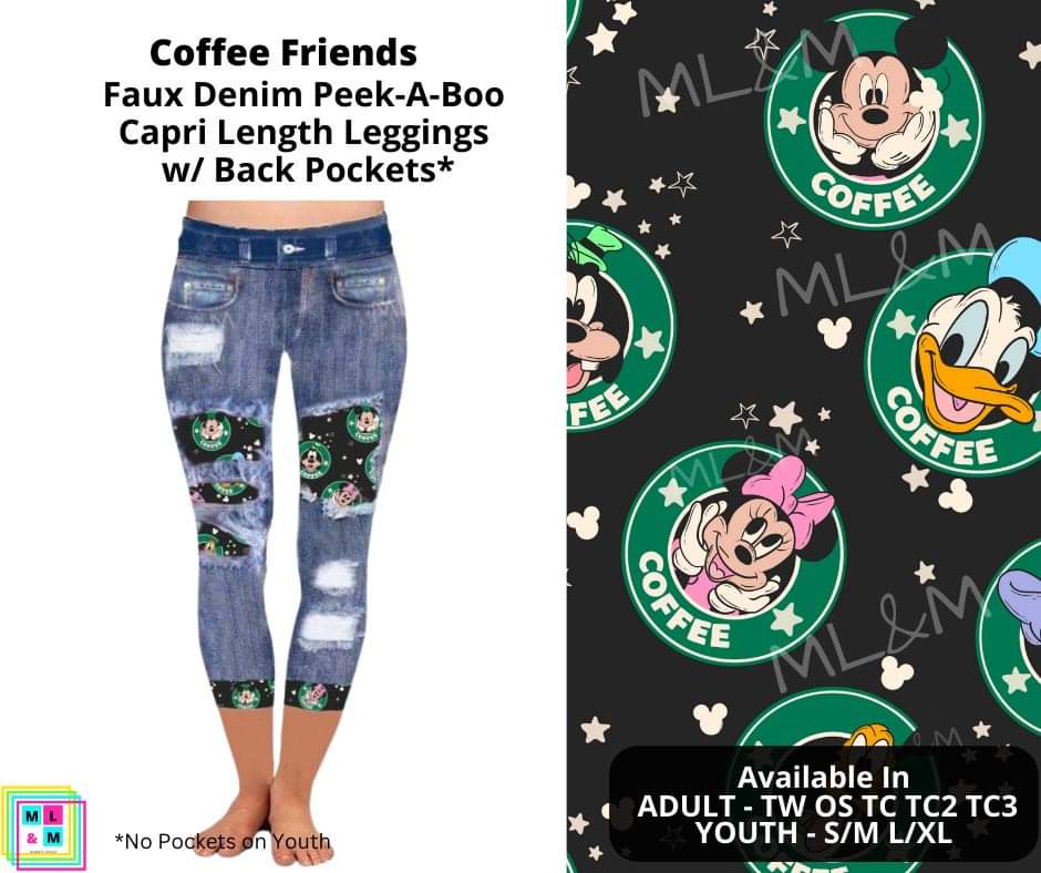 Coffee Friends Faux Denim Capris