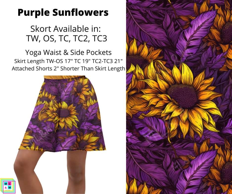Purple Sunflowers Skort