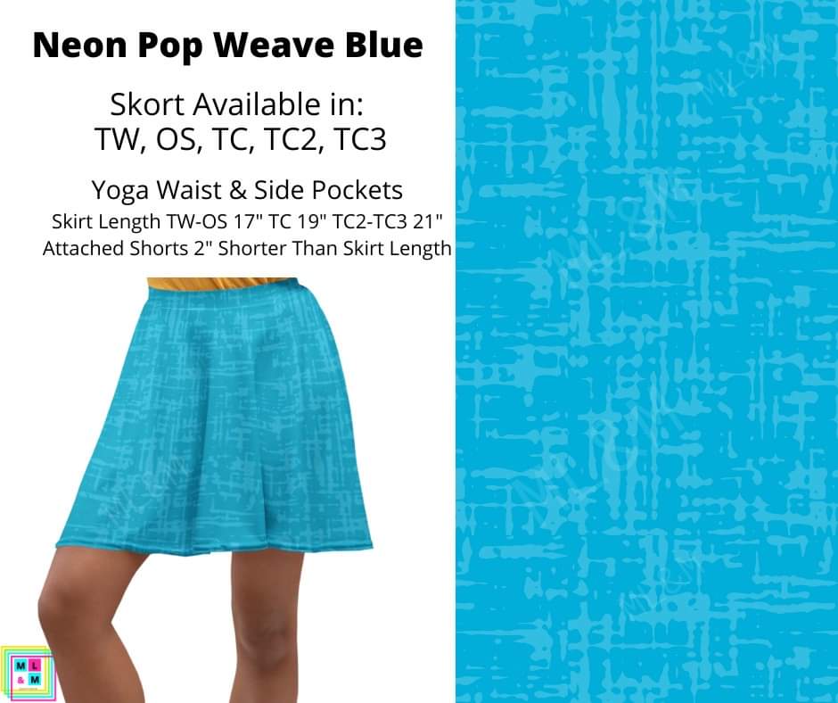Neon Pop Weave Blue Skort