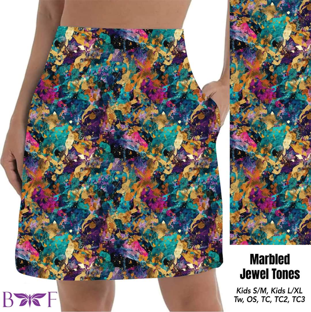 Marbled Jewel Tones Skort