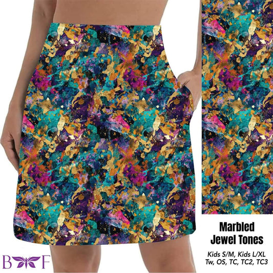 Marbled Jewel Tones Skort