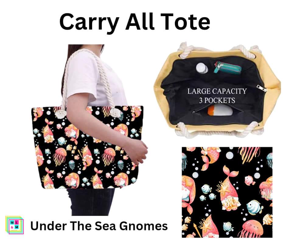 Under the Sea Gnomes Carry All Tote w/ Zipper