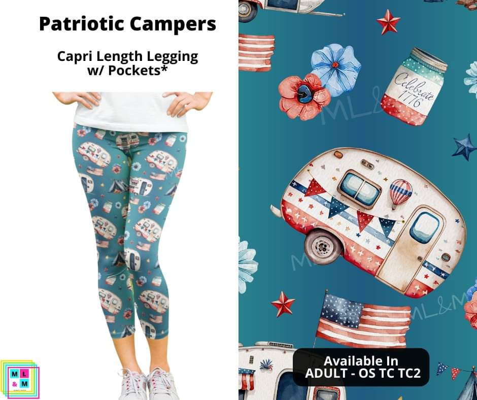 Patriotic Campers Capri Length w/ Pockets
