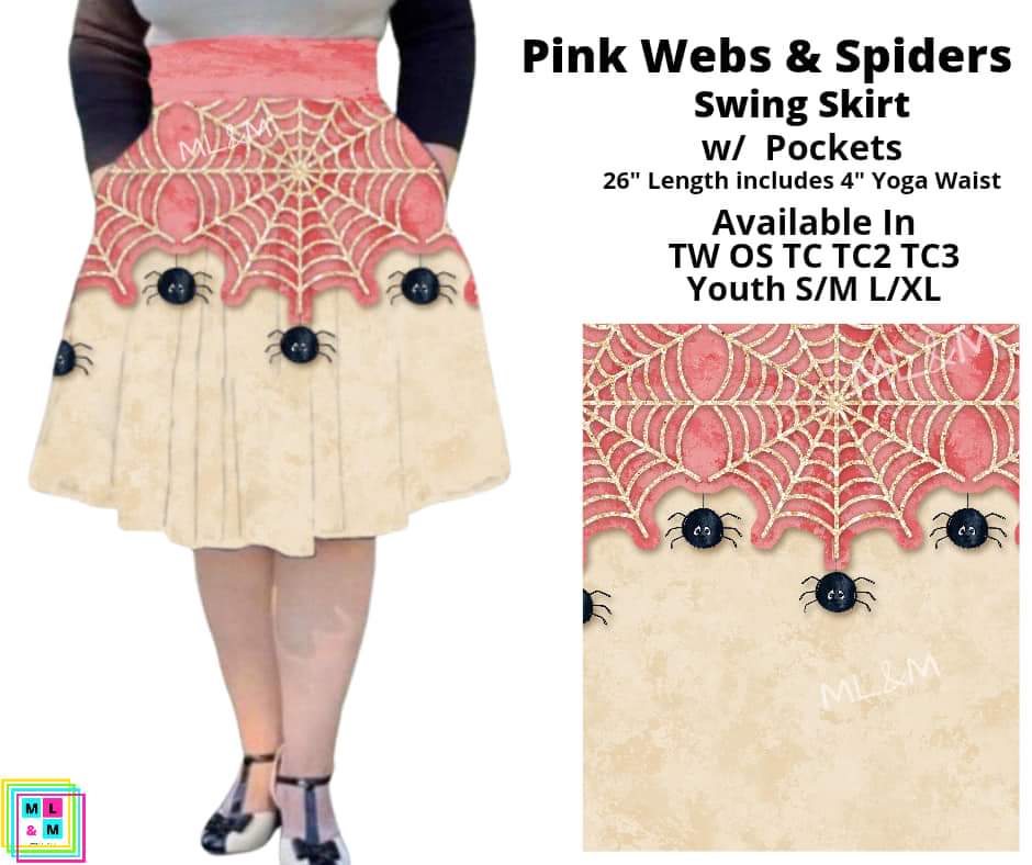 Pink Webs & Spiders Swing Skirt