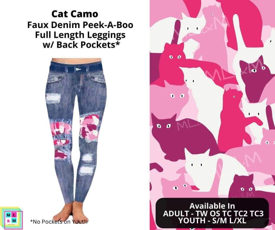 Cat Camo Faux Denim Full Length