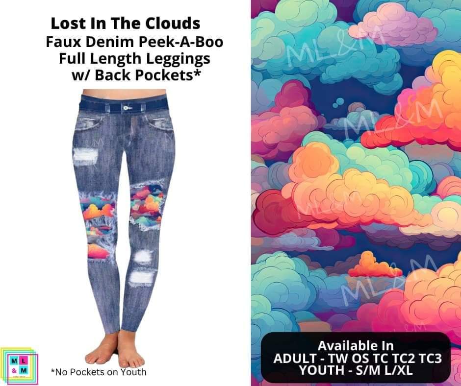 Lost In The Clouds Faux Denim Full Length