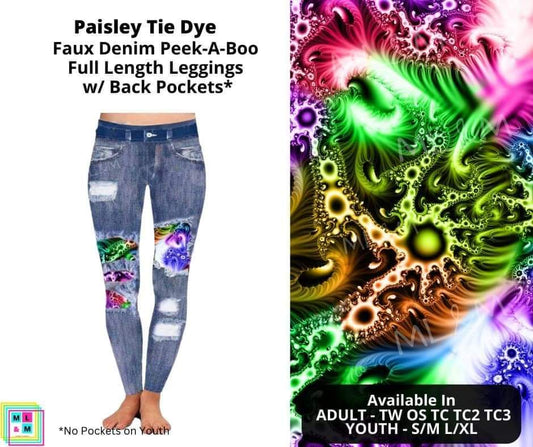 Paisley Tie Dye Faux Denim Full Length