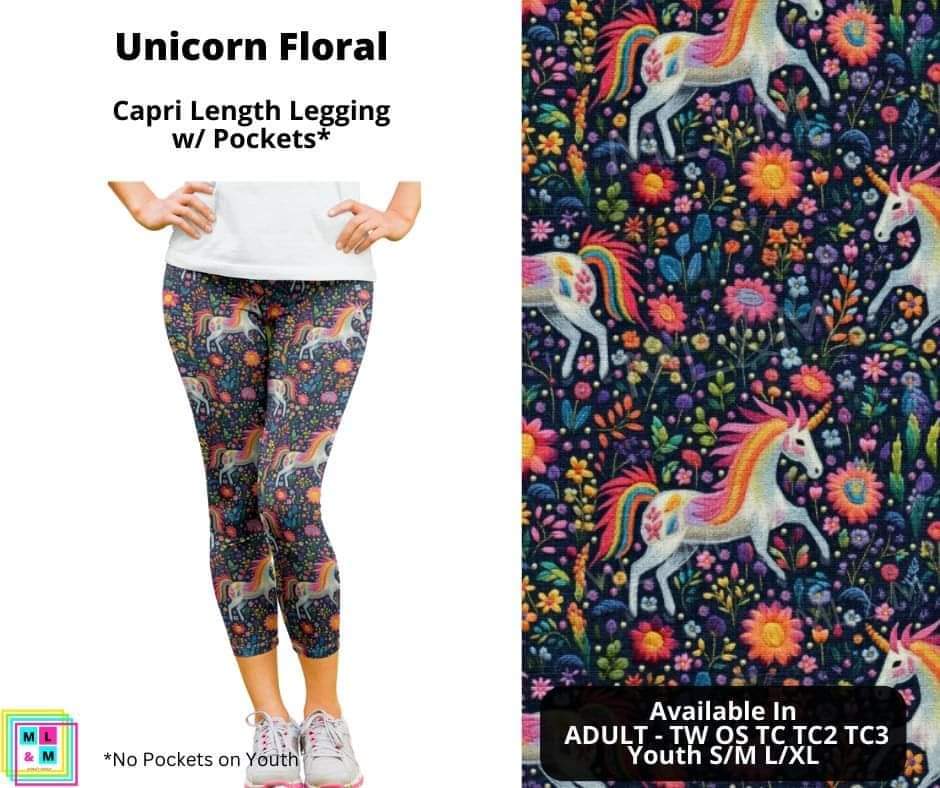 Unicorn Floral Capri Length w/ Pockets