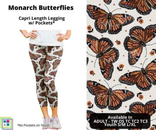 Monarch Butterflies Capri Length w/ Pockets