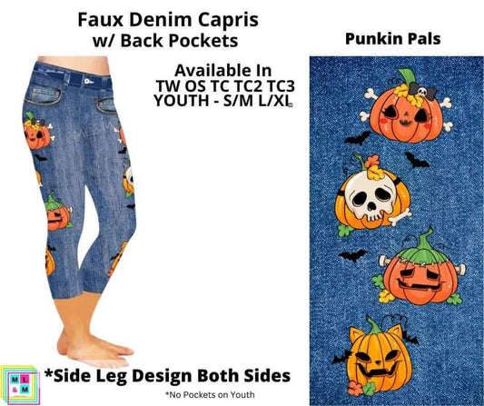Punkin Pals Capri Faux Denim w/ Side Leg Designs