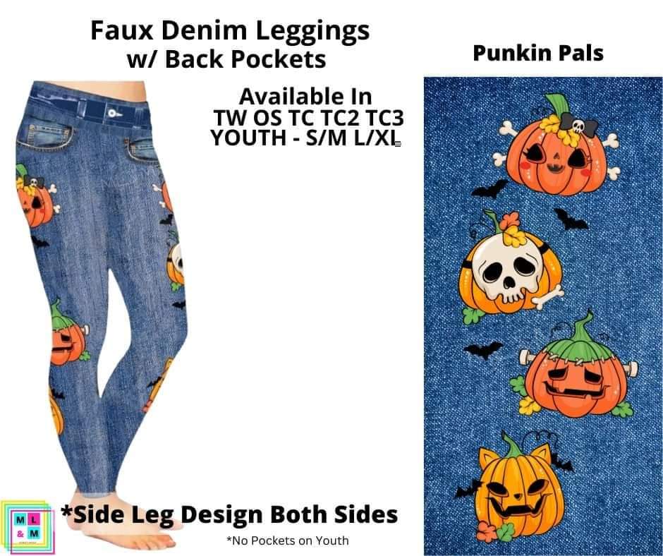 Punkin Pals Full Length Faux Denim w/ Side Leg Designs