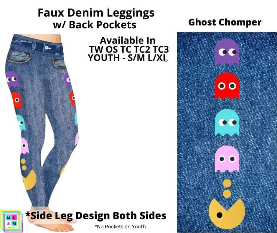 Ghost Chomper Full Length Faux Denim w/ Side Leg Designs