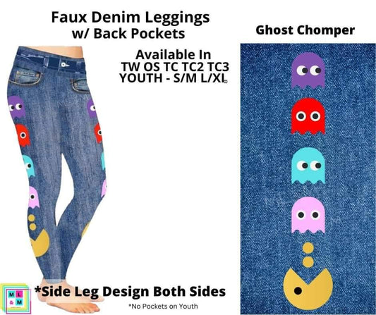 Ghost Chomper Full Length Faux Denim w/ Side Leg Designs