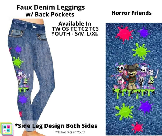 Horror Friends Full Length Faux Denim w/ Side Leg Designs