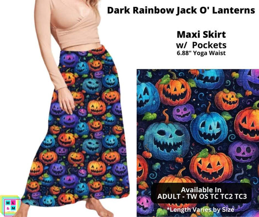 Dark Rainbow Jack O Lanterns Maxi Skirt