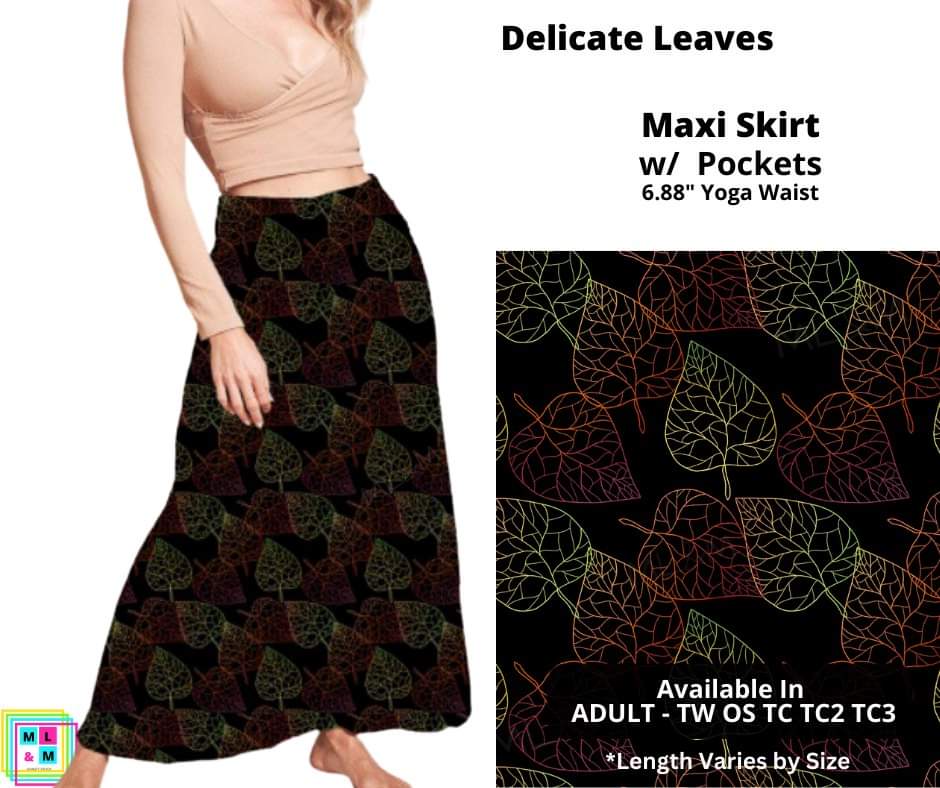 Delicate Leaves Maxi Skirt