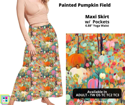 Painted Pumpkin Field Maxi Skirt