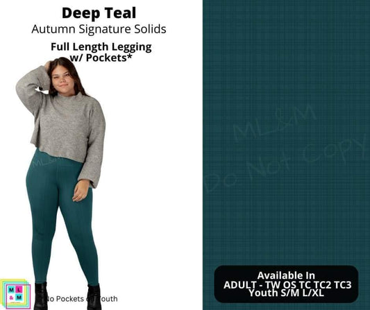 Deep Teal Full Length Leggings w/ Pockets