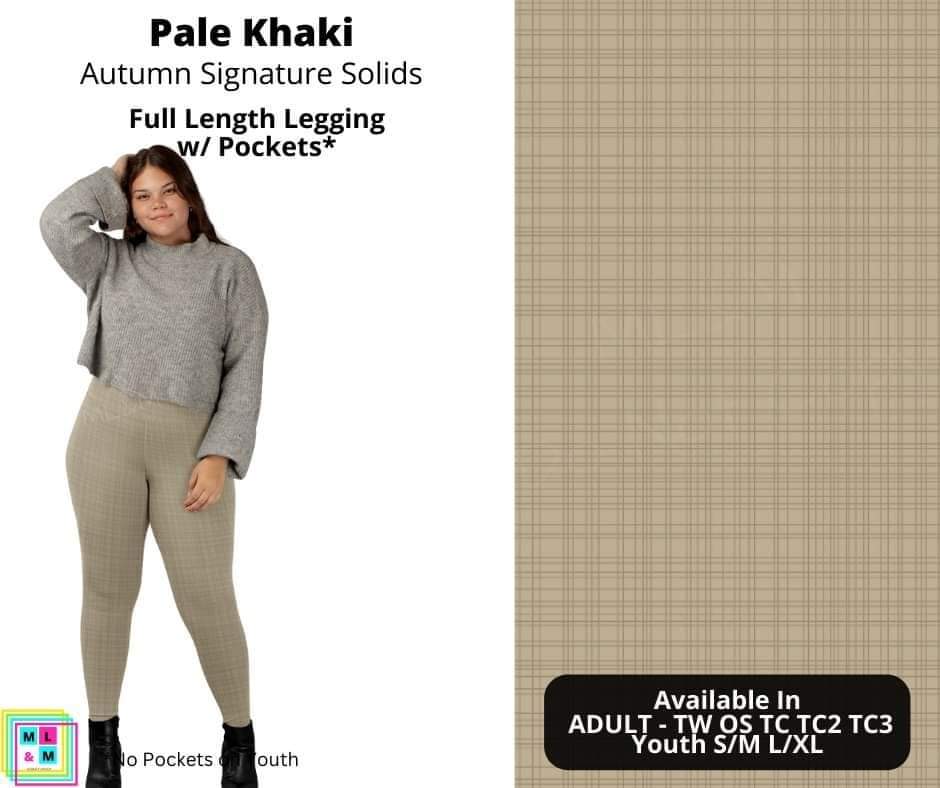 Pale Khaki Full Length Leggings w/ Pockets