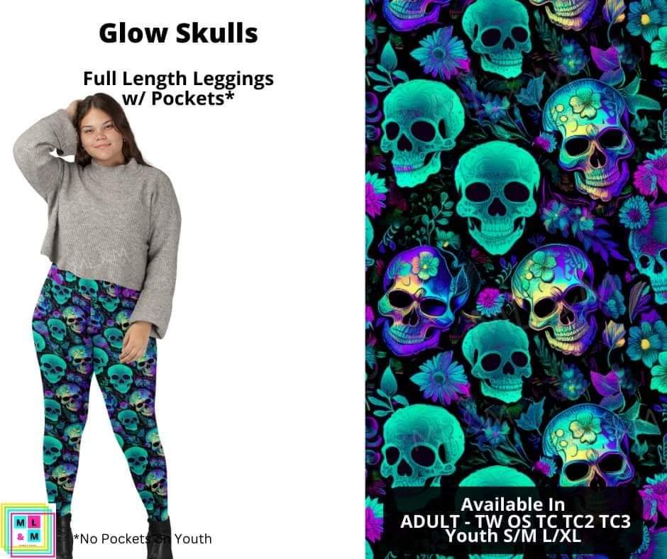 Glow Skulls Full Length Leggings w/ Pockets